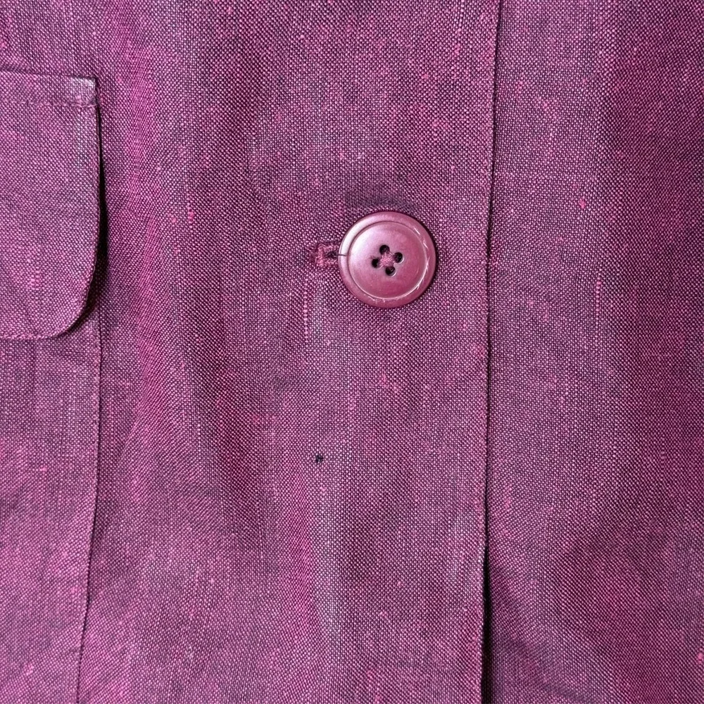 Hilliard‎ Hanson Women's Linen Blazer Size 8 Burgundy Jacket New 80s Style